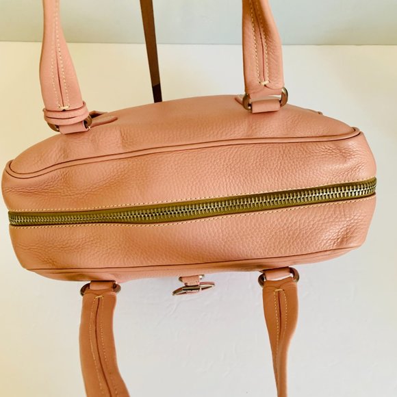 PRADA PINK PEBBLED LEATHER SATCHEL BAG WITH LOCK AND KEY Y2K - Picture 7 of 15